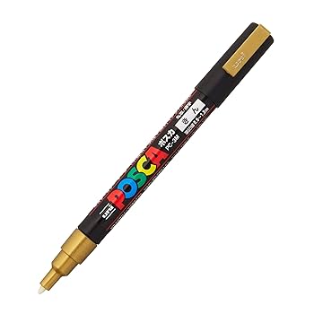 Amazon.co.jp: 三菱鉛筆 水性ペン ポスカ 細字 丸芯 金 PC3M.25